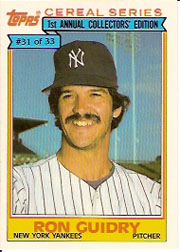 1984 Topps Cereal       031      Ron Guidry